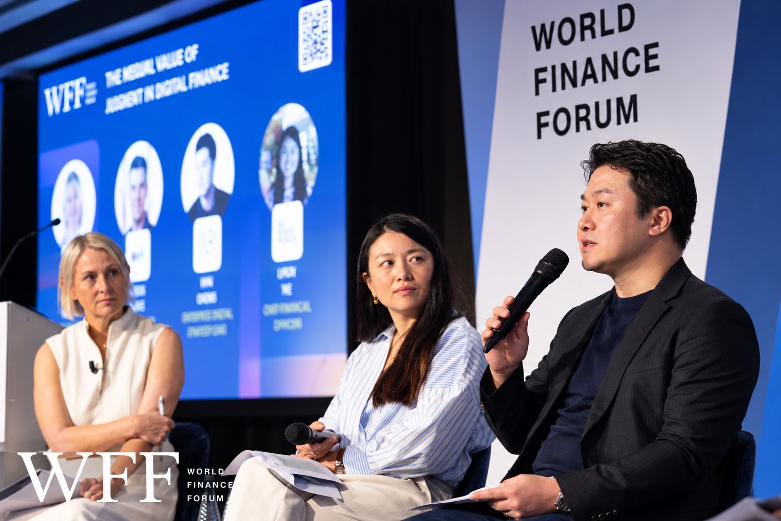 Ian Cheng speaking on a panel at the World Finance Forum 2026